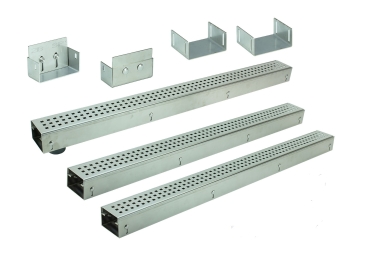 Edelstahlentwässerungsrinnen Bauhöhe 60 bis 80mm, Rost Quadratlochung SET Typ 3